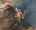 Scena batalistyczna - Alessandro Durini - Akwarela XIX wiek