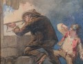 Scena batalistyczna - Alessandro Durini - Akwarela XIX wiek
