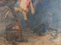 Scena batalistyczna - Alessandro Durini - Akwarela XIX wiek