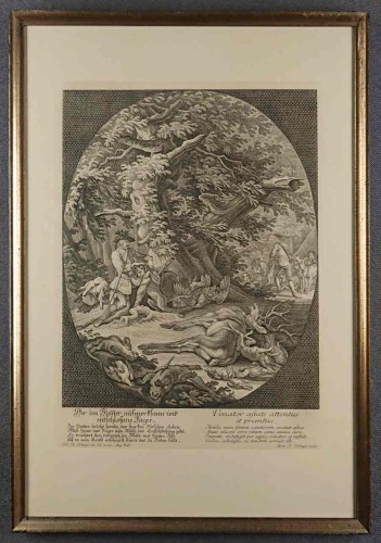 Odpoczynek po polowaniu - miedzioryt Martin Elias Ridinger