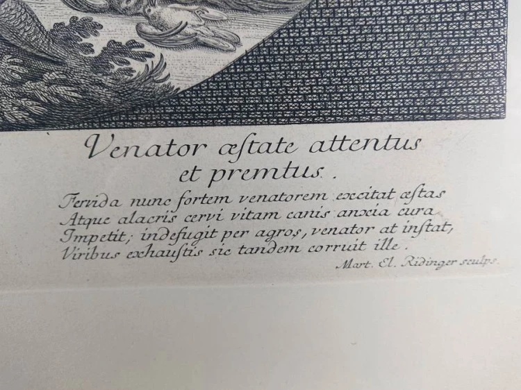 Odpoczynek po polowaniu - miedzioryt Martin Elias Ridinger