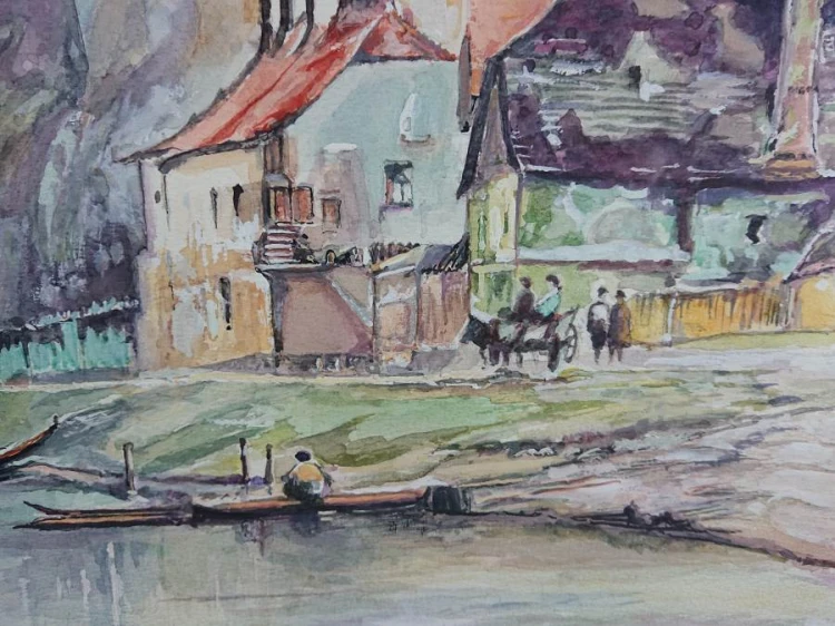 Klasztor Melk - Benno Danitz - Duża barwna akwarela