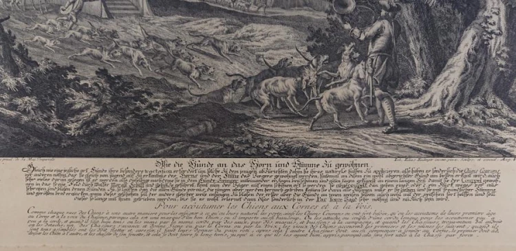 Na polowanie z psami - miedzioryt Johann Elias Ridinger