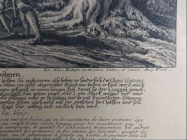Na polowanie z psami - miedzioryt Johann Elias Ridinger
