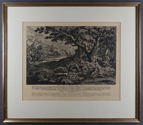 Pogoń za jeleniem - miedzioryt Johann Elias Ridinger
