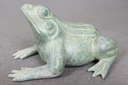 Żaba na szczęście - duża figurka z brązu