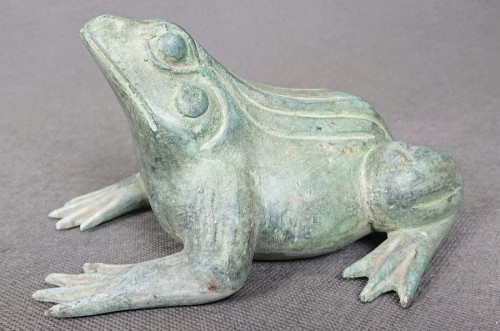 Żaba na szczęście - duża figurka z brązu