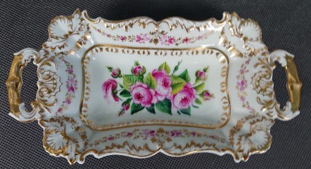 Stara nieduża patera XIX wiek - porcelana ręcznie malowana