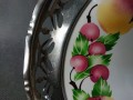 Stara ceramiczna taca na owoce - ceramika w metalu