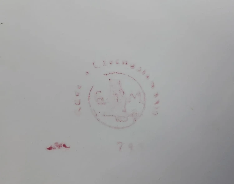 Stara ceramiczna taca na owoce - ceramika w metalu