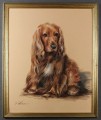 Spaniel uroczy pies - obraz w pasteli