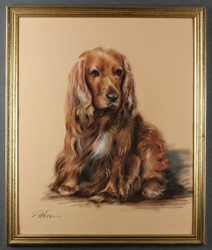 Spaniel uroczy pies - obraz w pasteli