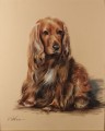 Spaniel uroczy pies - obraz w pasteli