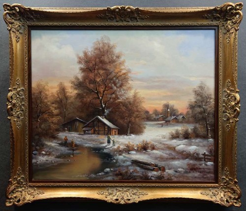 Krajobraz zimowy - wiejski obraz B. Eschenbach