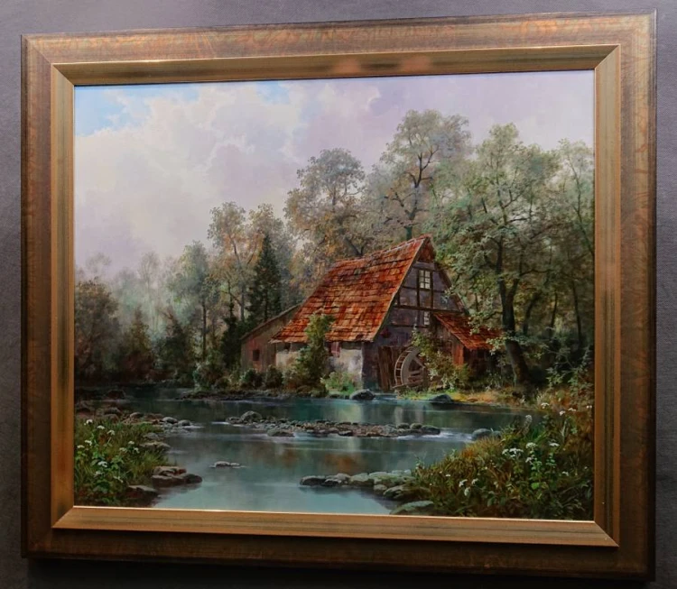 Młyn wodny - romantyczny obraz - Hermann Dieste