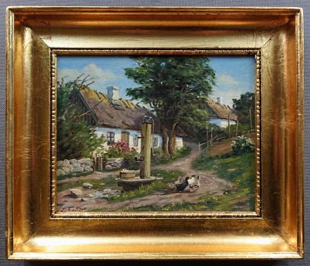 Wiejskie chaty na obrazie - Edward Fischer