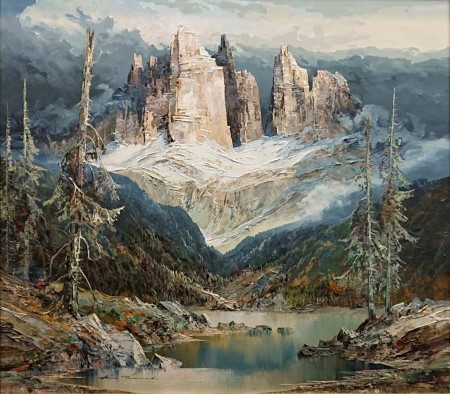 Trzy szczyty Lavaredo - obraz szpachlowy - Heinz Münnich