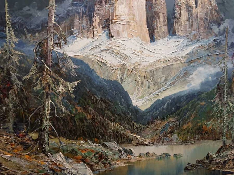 Trzy szczyty Lavaredo - obraz szpachlowy - Heinz Münnich