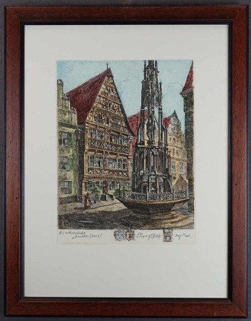 Dinkelsbühl - stara akwaforta artystyczna - Otto Ferdinand Probst