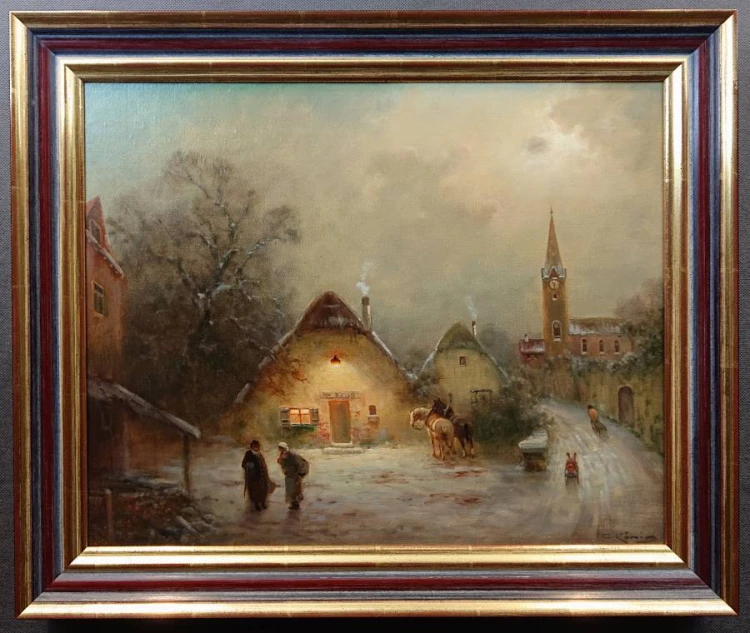 Wieś w zimowej aurze - Günter König - mały obraz