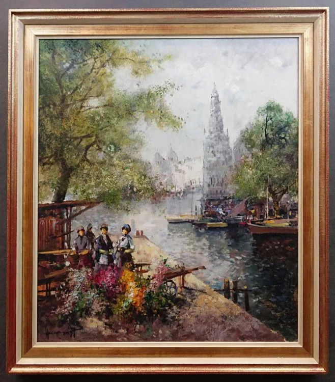 Targ kwiatowy nad kanałem w Amsterdamie - Christian Jereczek - Henriot