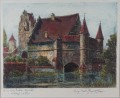 Zabytkowy Młyn w Dinkelsbühl - akwaforta Otto Ferdinand Probst