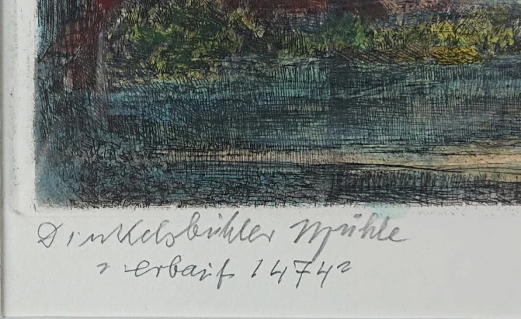 Zabytkowy Młyn w Dinkelsbühl - akwaforta Otto Ferdinand Probst