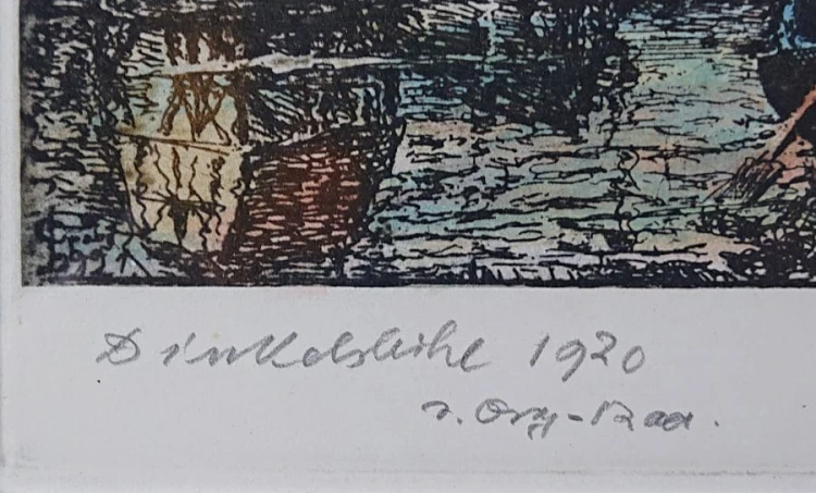 Panorama na miasto Dinkelsbühl - akwaforta Otto Ferdinand Probst