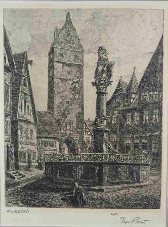 Ferdinand Probst - duża grafika - miejska fontanna