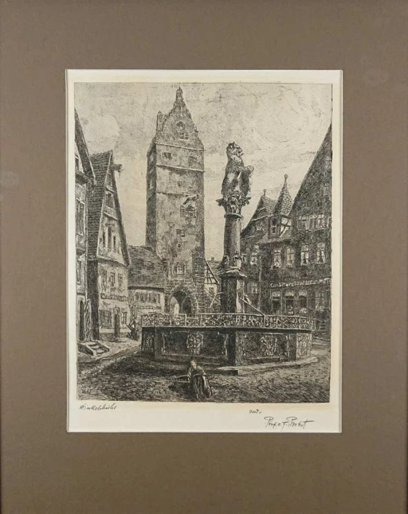 Ferdinand Probst - duża grafika - miejska fontanna