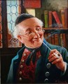 Uśmiechnięty staruszek z fajką - malarstwo portretowe - Max Krauss