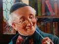 Uśmiechnięty staruszek z fajką - malarstwo portretowe - Max Krauss