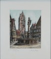 Zabytkowa fontanna w Dinkelsbühl - grafika Otto Ferdinand Probst