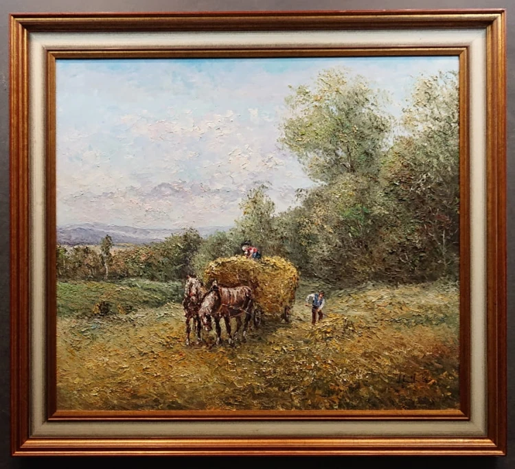 Letnie żniwa - Obraz z krajobrazem wiejskim - Fritz Schreiber