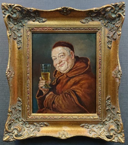 Toast mnicha - stary obraz olejny w małym rozmiarze