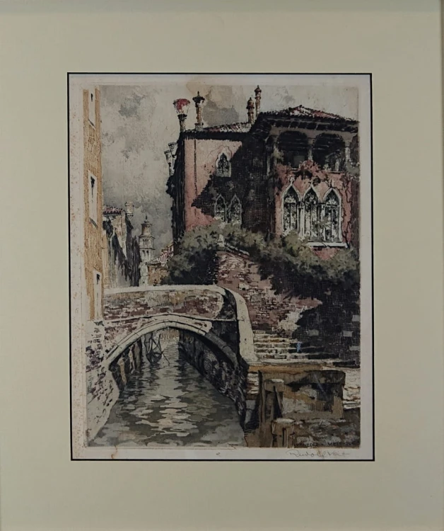 Wenecja - kolorowa akwaforta - Rudolf Veit
