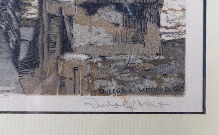 Wenecja - kolorowa akwaforta - Rudolf Veit
