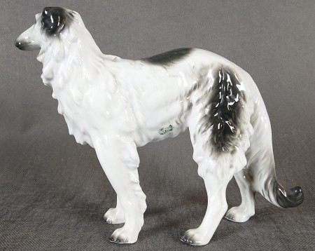 Borzoj chart rosyjski - Porcelanowa duża figurka - Wytwórnia Sitzendorf