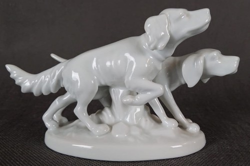 Seter i wyżeł - Figurka z porcelany - Wytwórnia Gerold