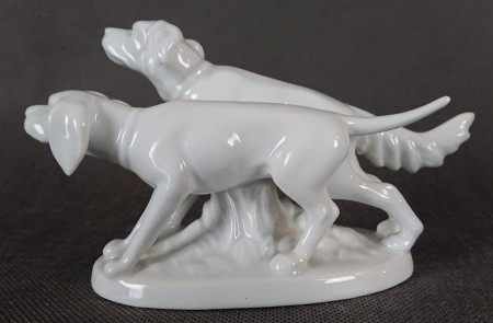 Seter i wyżeł - Figurka z porcelany - Wytwórnia Gerold