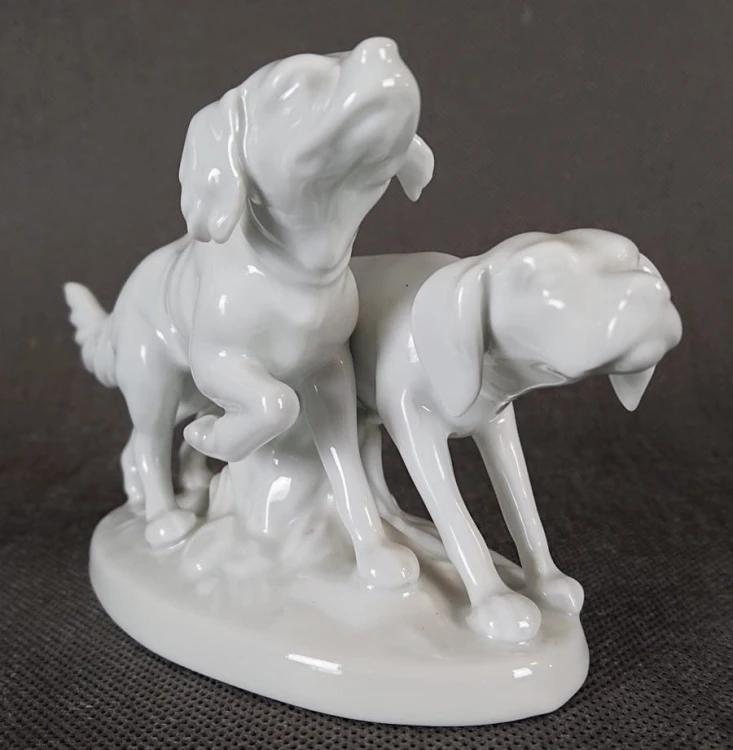 Seter i wyżeł - Figurka z porcelany - Wytwórnia Gerold