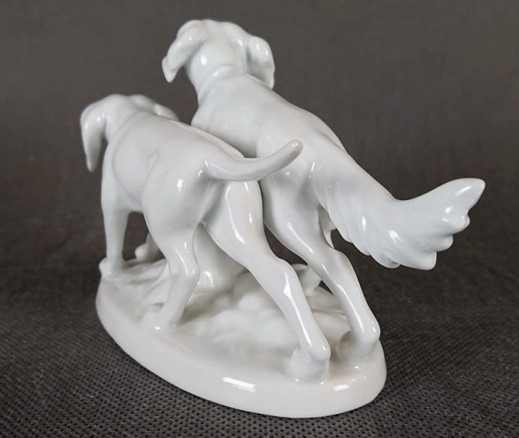 Seter i wyżeł - Figurka z porcelany - Wytwórnia Gerold