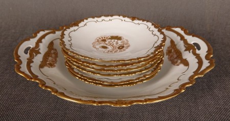 Komplet do przystawek - Biel i złocenia - Porcelana Reichenbach