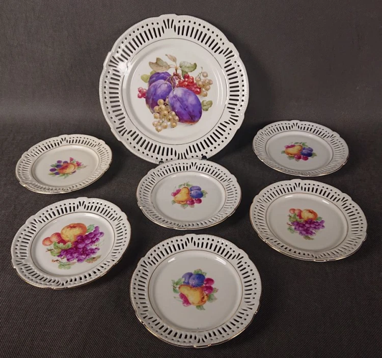 Ażurowy komplet deserowy - Porcelana Schwarzenhammer