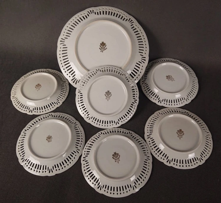 Ażurowy komplet deserowy - Porcelana Schwarzenhammer