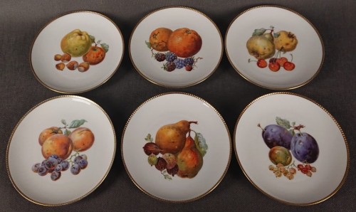 Komplet 6 talerzyków z owocami - Stara porcelana Tirschenreuth
