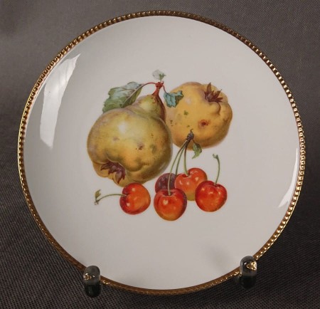 Talerzyk z owocami gruszki i wiśnie - Stara porcelana Tirschenreuth
