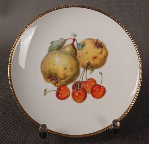 Talerzyk z owocami gruszki i wiśnie - Stara porcelana Tirschenreuth