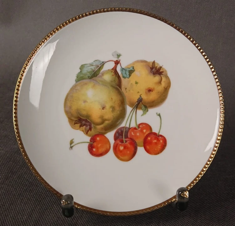 Talerzyk z owocami gruszki i wiśnie - Stara porcelana Tirschenreuth