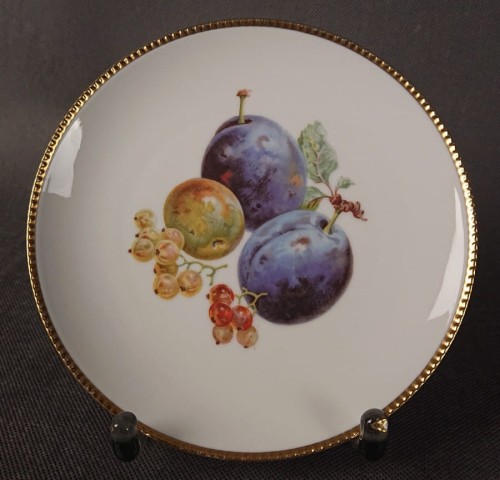 Talerzyk z owocami śliwki z porzeczkami - Stara porcelana Tirschenreuth